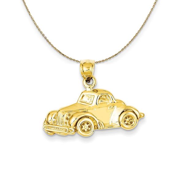 14k Yellow Gold Classic Antique Car Polished Necklace - 30 Inch - Picture 1 of 7